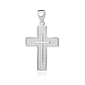 Pandantiv cruce argint cu pietre DiAmanti Z0727CR_W-DIA (Argint 925‰ 1,6 g.)